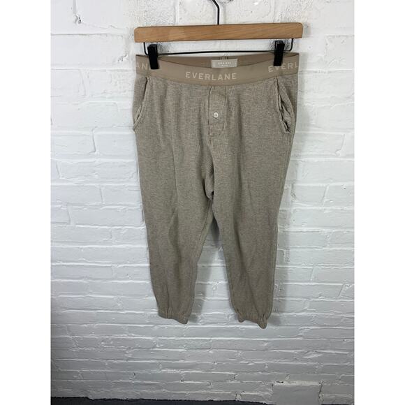 Everlane Men's Organic Cotton Waffle Lounge Jogger Heathered Oatmeal Size Small - Picture 2 of 6
